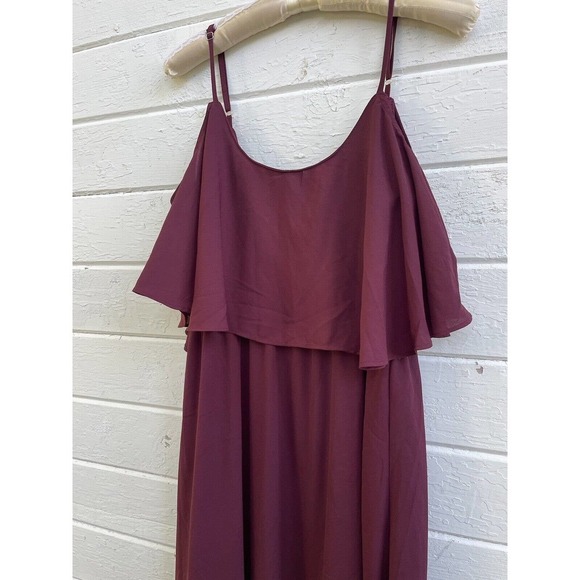 Bohme Dress Burgundy Red Empire Waist Sleeveless Maxi Length Chiffon Beachy - Picture 3 of 6